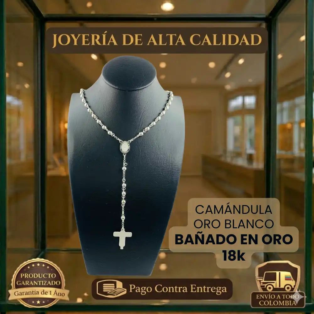 CAMÁNDULA ORO BLANCO | DIAMANTADA | BAÑADA EN ORO | RECIBE UN AÑO DE GARANTIA