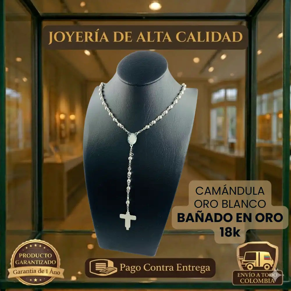 CAMÁNDULA ORO BLANCO | DIAMANTADA | BAÑADA EN ORO | RECIBE UN AÑO DE GARANTIA