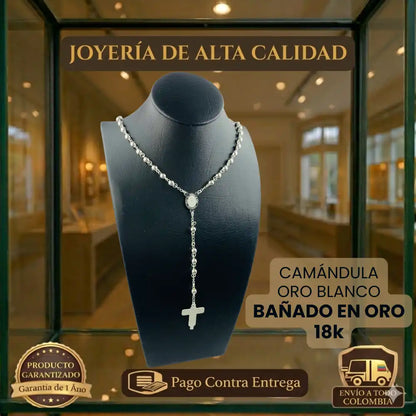 CAMÁNDULA ORO BLANCO | DIAMANTADA | BAÑADA EN ORO | RECIBE UN AÑO DE GARANTIA