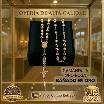 CAMÁNDULA ORO ROSA | DIAMANTADA | BAÑADA EN ORO 18K | 1 AÑO DE GARANTIA