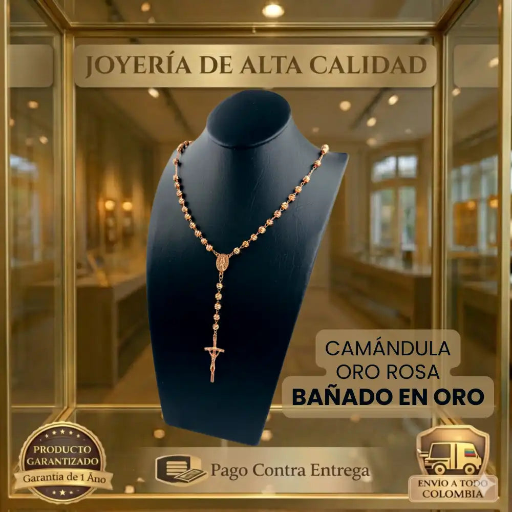 CAMÁNDULA ORO ROSA | DIAMANTADA | BAÑADA EN ORO 18K | 1 AÑO DE GARANTIA