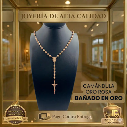 CAMÁNDULA ORO ROSA | DIAMANTADA | BAÑADA EN ORO 18K | 1 AÑO DE GARANTIA